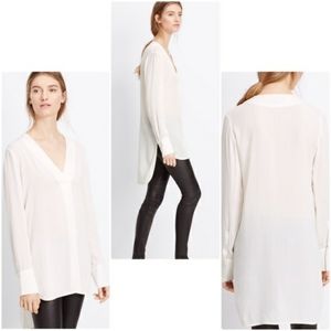 Vince Crepe Long sleeve VNeck Blouse